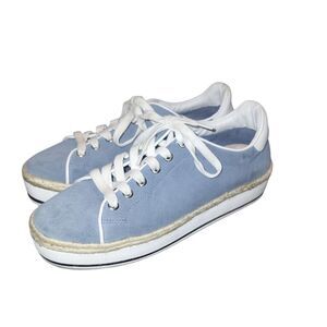 Steve Madden Faux Suede Blue Platform Casual Lace Up Sneaker Shoe 8.5